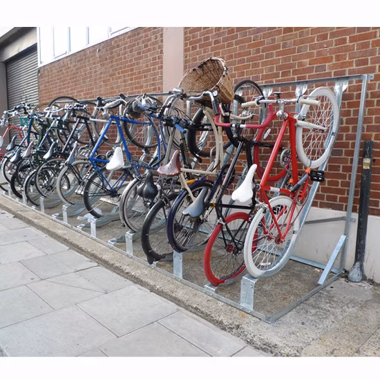 5 Bikes Multiple Durable Hot DIP Semi Vertical Bicycle Stand