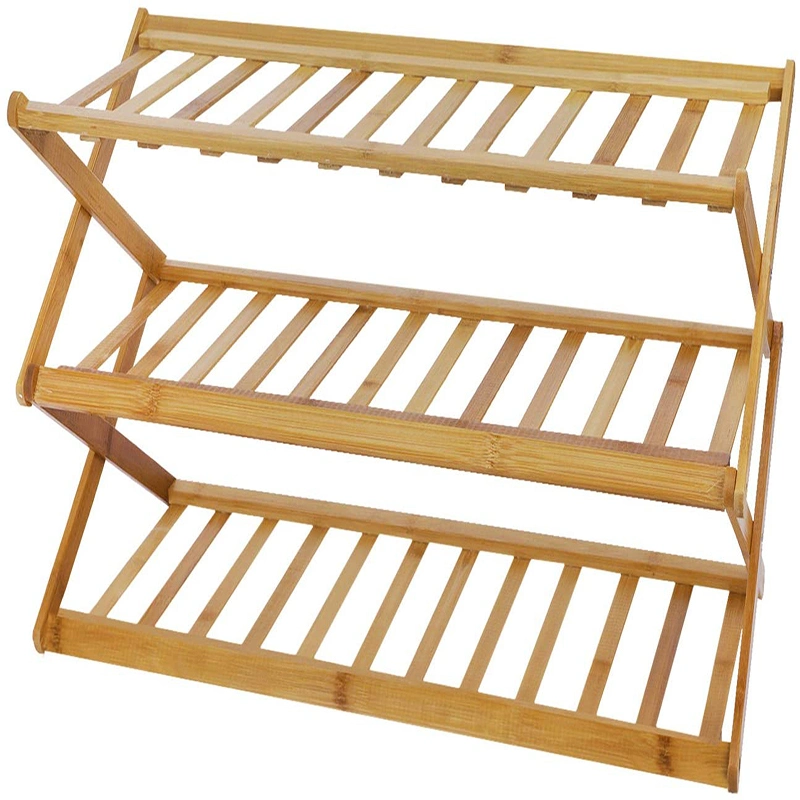 Factory Direct Bamboo Multilayer Bamboo Shoe Rack 3-Tier Bamboo Shelf Shoe Rack Bench