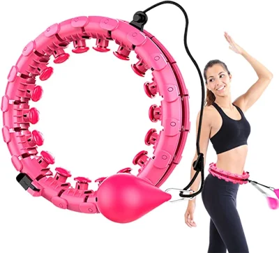 Elfsky Weighted Hula Hoop, Adults Fitness Hula Hoops, 24 nós destacáveis, bola autogirável de peso ajustável para, 2 em 1 perda de peso fitness em massagem para crianças/B