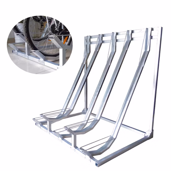 Suporte de bicicleta semi-vertical de imersão a quente durável para 5 bicicletas